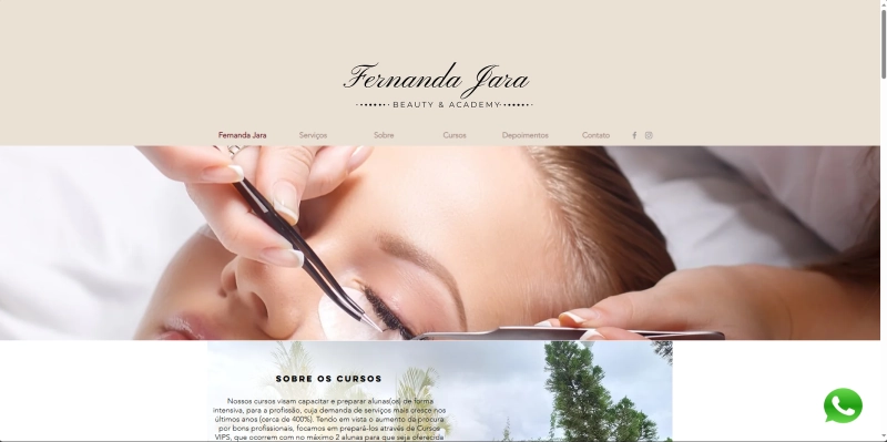 Homepage do site FernandaJaraBeauty