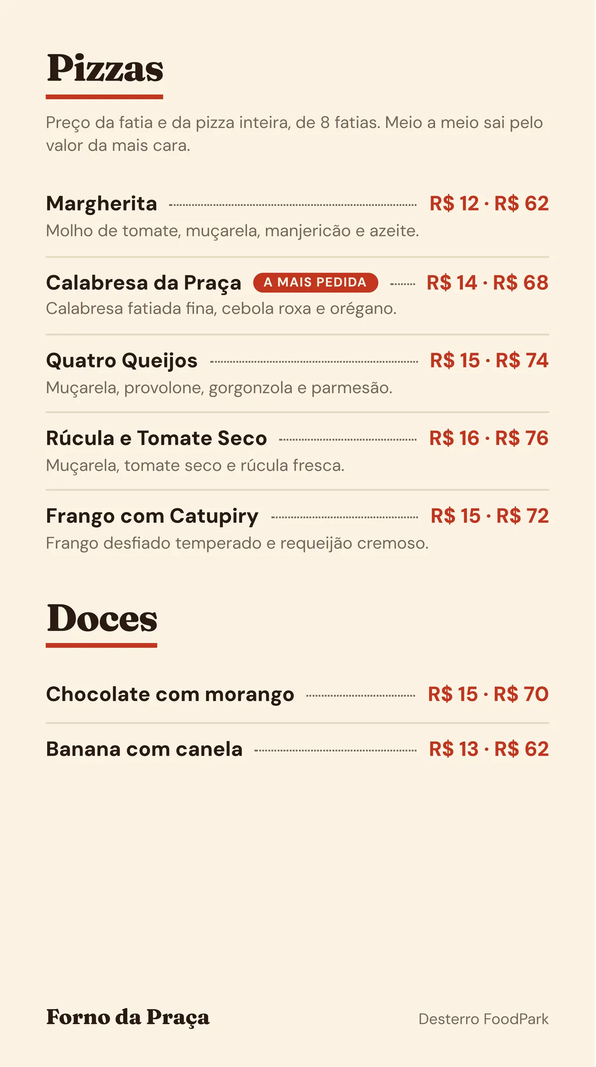 Forno da Praça: cardápio, página 3 de 4