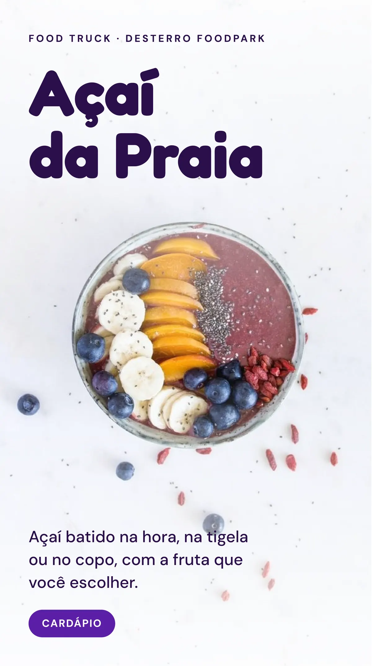 Açaí da Praia: cardápio, página 1 de 4