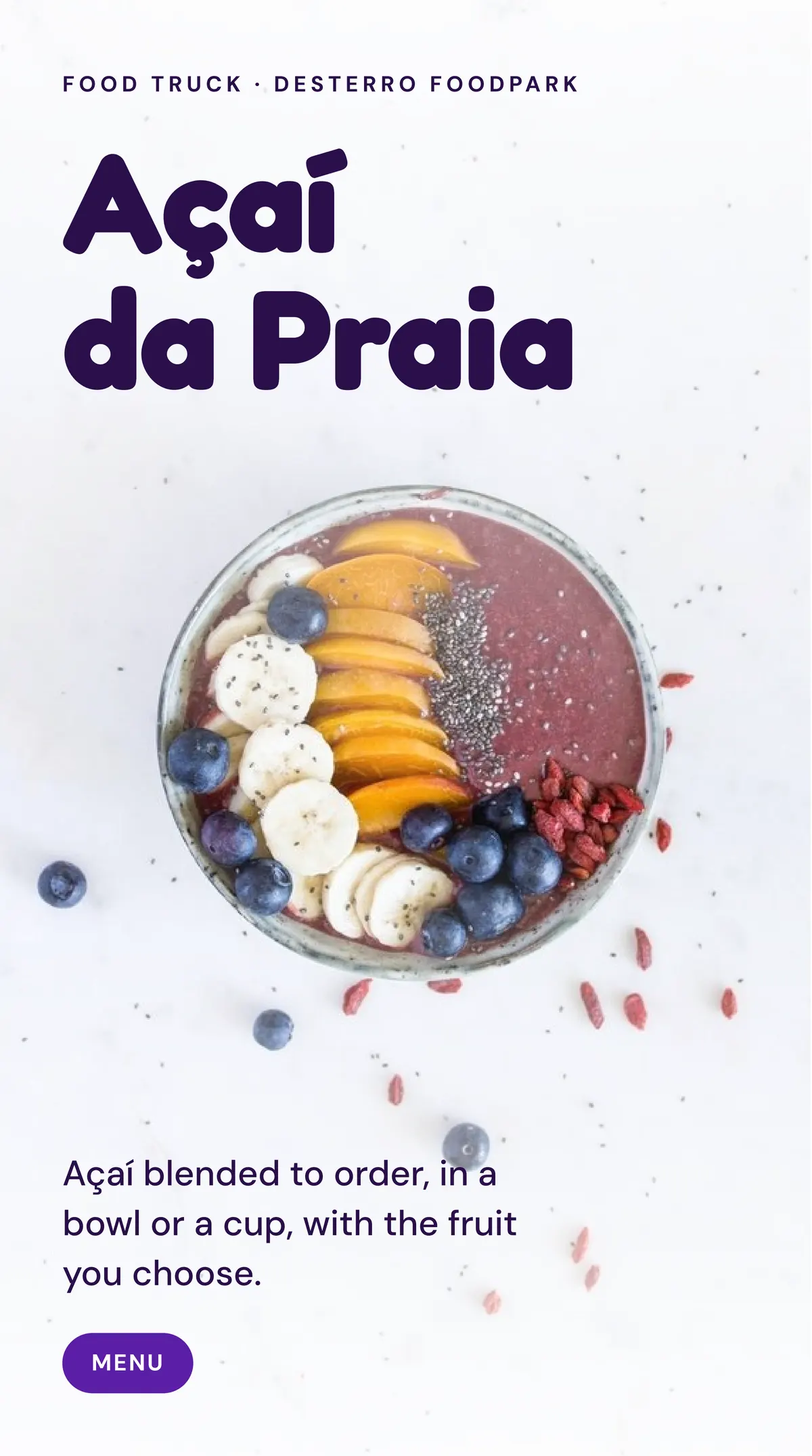 Açaí da Praia: menu, page 1 of 4